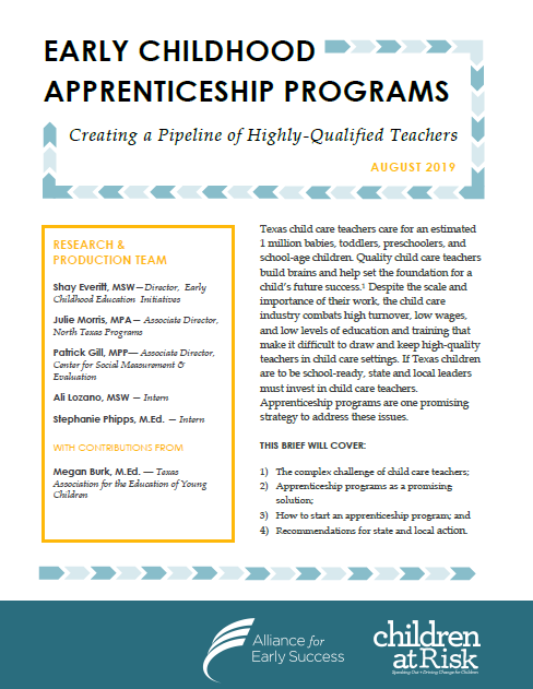 Early Childhood Apprenticeship Programs - CHILDREN AT RISK